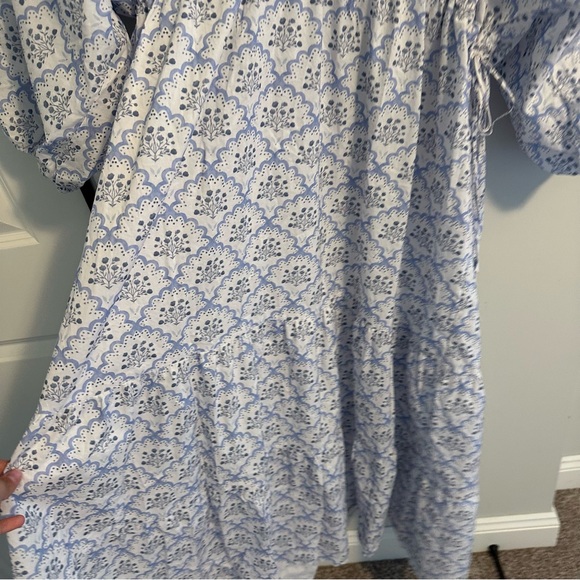 Tuckernuck Smockingbird Blue White Floral Cotton Long Sleeve Maxi Dress XL - Picture 12 of 16